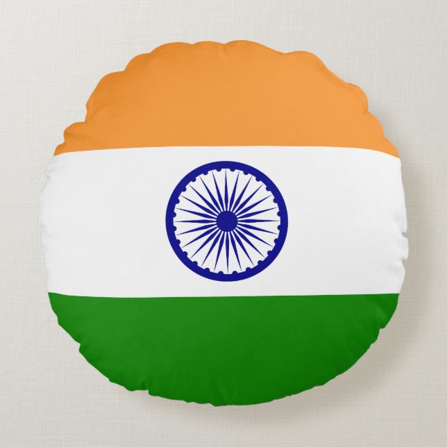 Cojín Redondo Bandera de India (India) (Anverso)