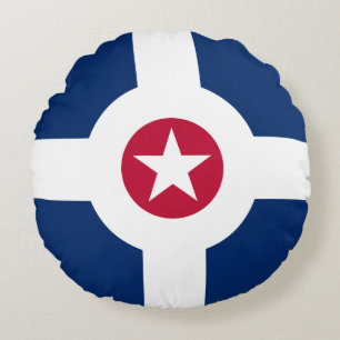 Cojín Redondo Bandera de Indianápolis, Pillow redonda de Indiana