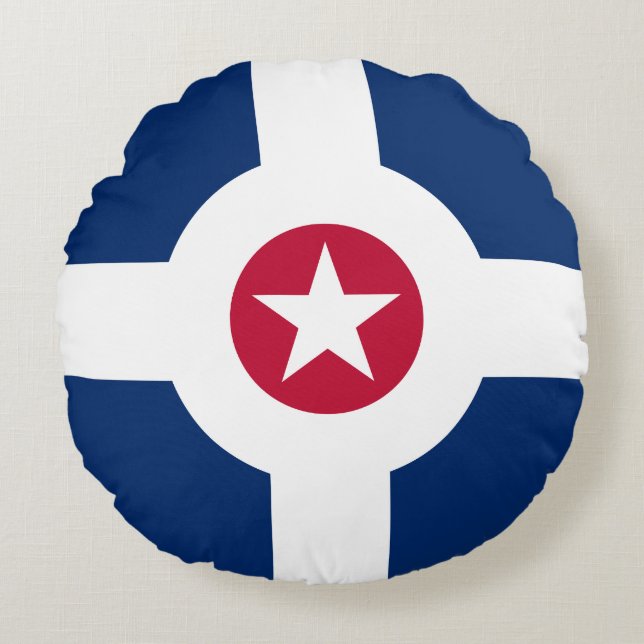 Cojín Redondo Bandera de Indianápolis, Pillow redonda de Indiana (Anverso)