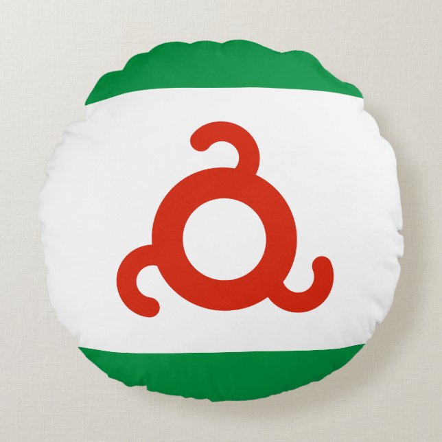 Cojín Redondo Bandera de Ingusetia (Anverso)