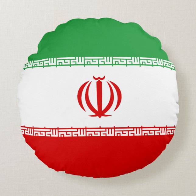 Cojín Redondo Bandera de Irán (Anverso)