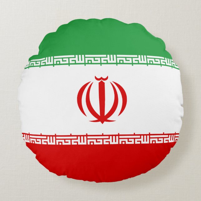 Cojín Redondo Bandera de Irán (iraní) (Anverso)