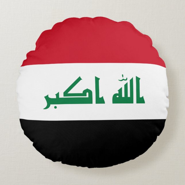 Cojín Redondo Bandera de Iraq (Anverso)