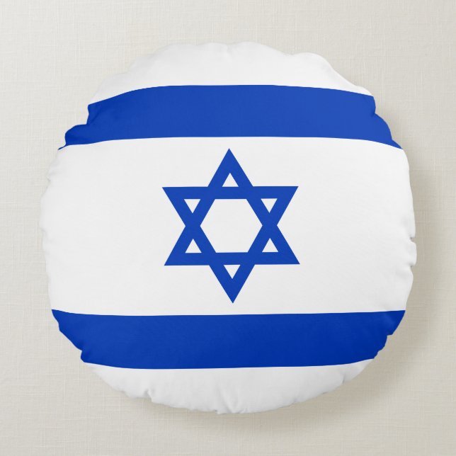 Cojín Redondo Bandera de Israel (Anverso)