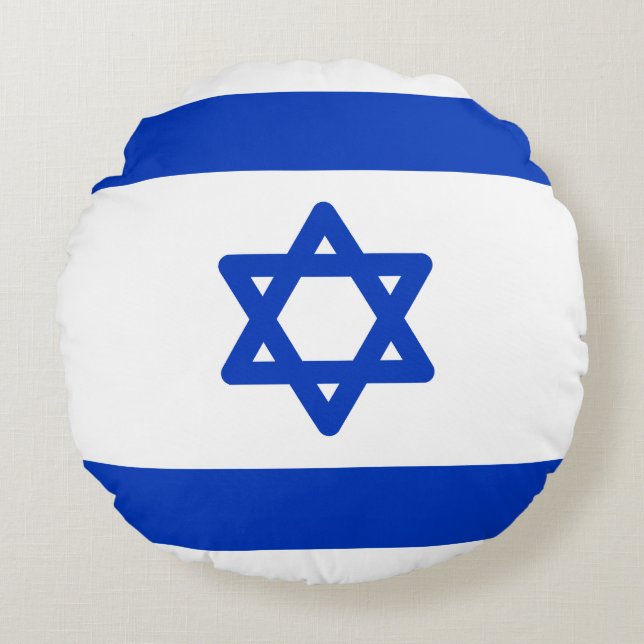 Cojín Redondo Bandera de Israel (Anverso)