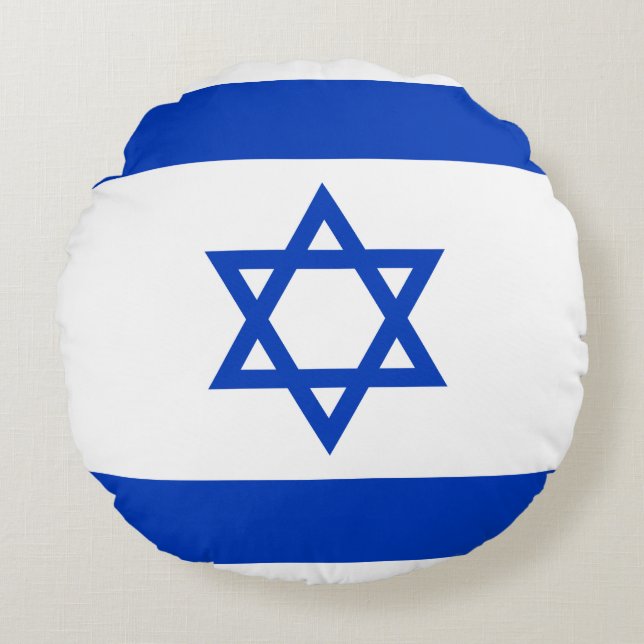 Cojín Redondo Bandera de Israel (Anverso)