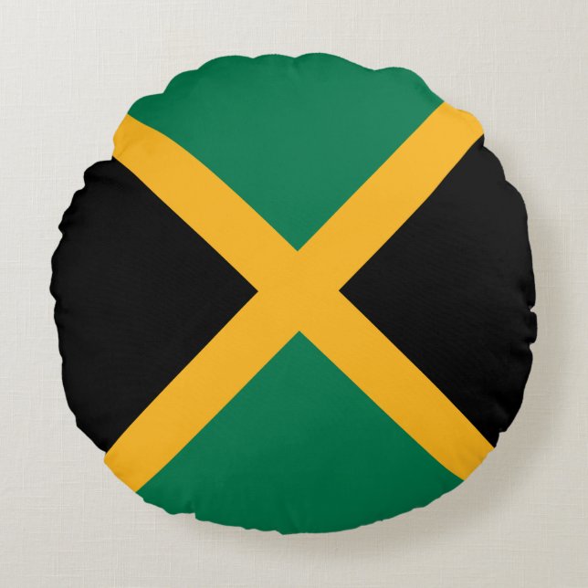 Cojín Redondo Bandera de Jamaica (Anverso)