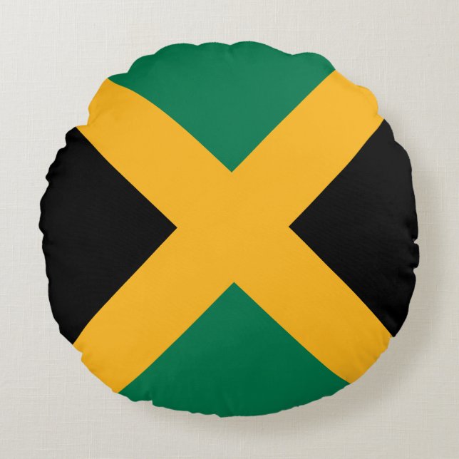 Cojín Redondo Bandera de Jamaica (Anverso)
