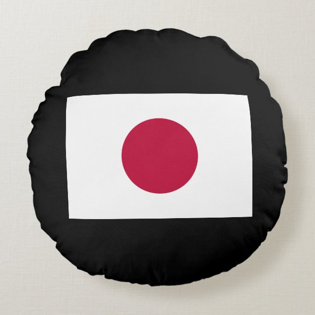Cojín Redondo Bandera de Japón: Hinomaru, Nisshōki, Sol rojo en  (Anverso)