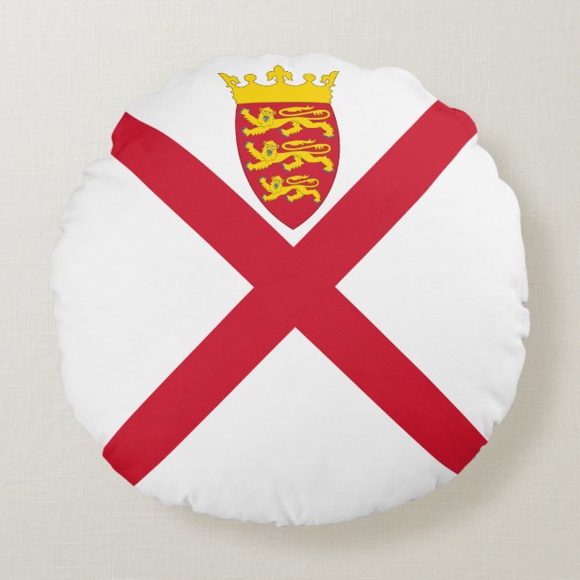 Cojín Redondo Bandera de Jersey (Anverso)