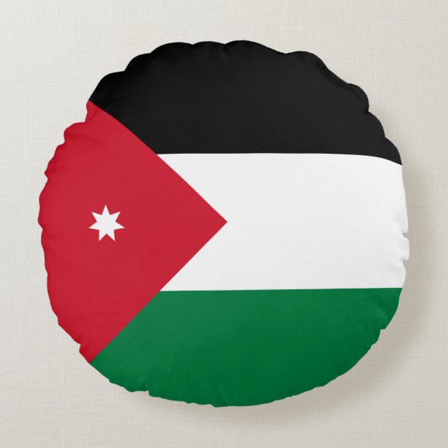 Cojín Redondo Bandera de Jordania (Anverso)