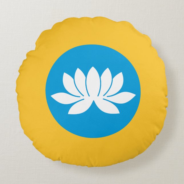 Cojín Redondo Bandera de Kalmykia (Anverso)