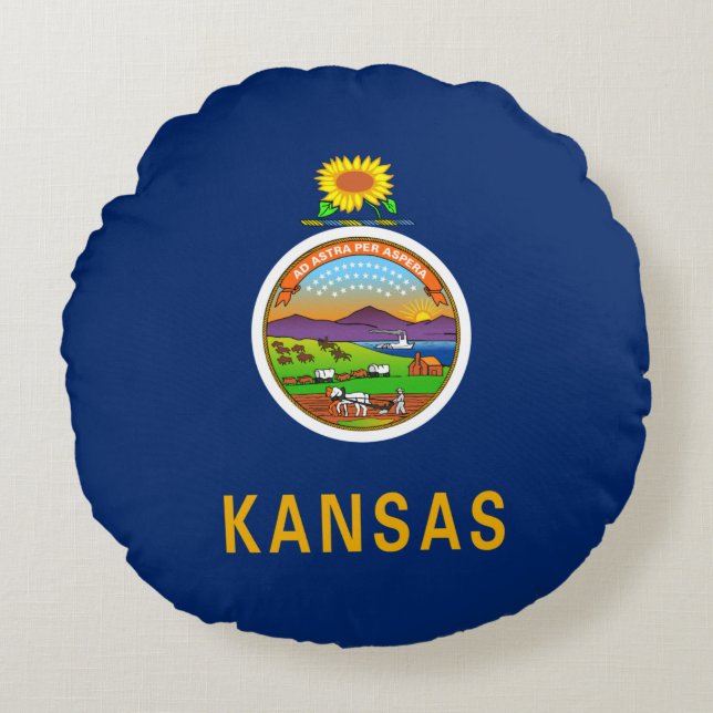 Cojín Redondo Bandera de Kansas (Anverso)