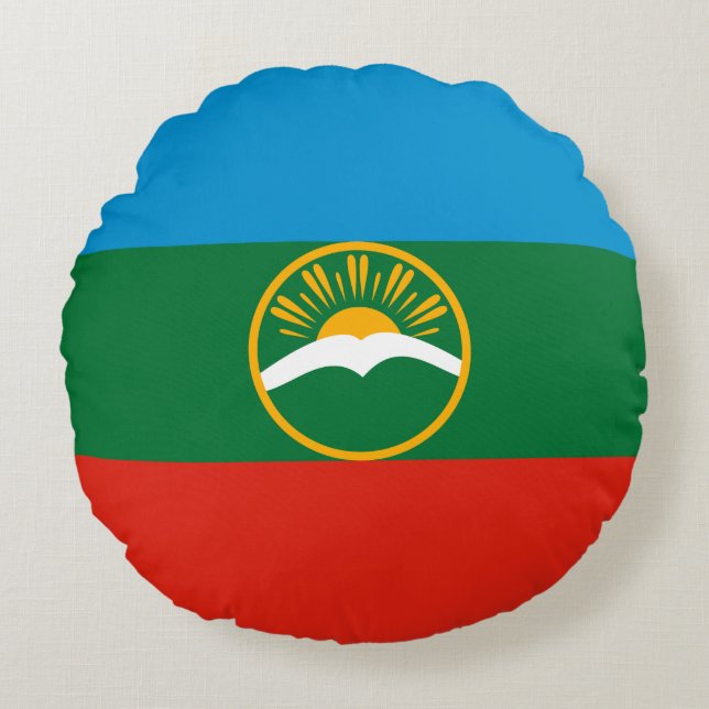 Cojín Redondo Bandera de Karachay Cherkessia (Anverso)