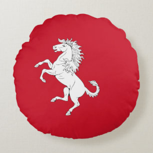 Cojín Redondo Bandera de Kent (caballo blanco) (condado de Ingla