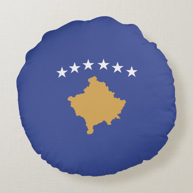 Cojín Redondo Bandera de Kosovo (Reverso)