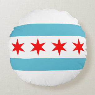 Cojín Redondo Bandera de la ciudad de Chicago (Illinois)