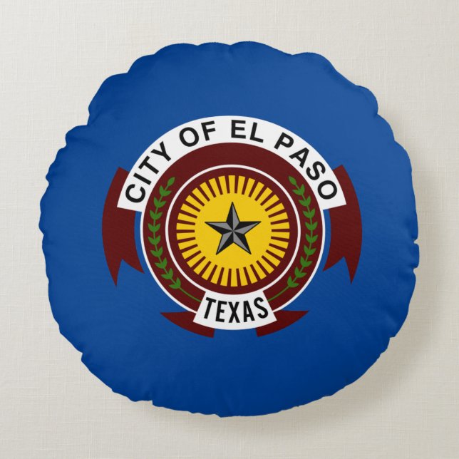 Cojín Redondo Bandera de la ciudad de El Paso (Texas) (Anverso)