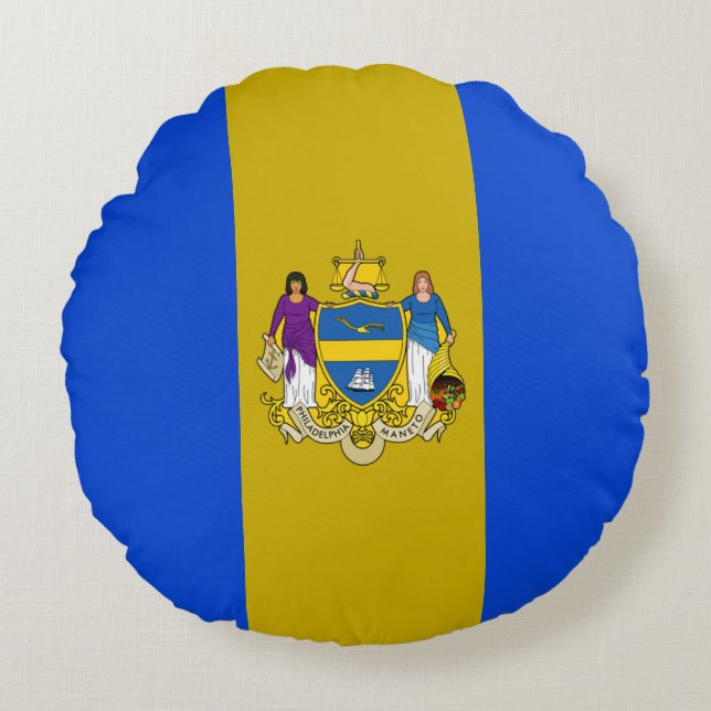 Cojín Redondo Bandera de la ciudad de Filadelfia (Pensilvania) (Anverso)