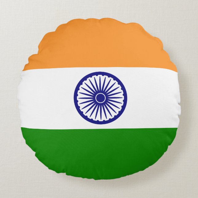 Cojín Redondo Bandera de la India (Anverso)