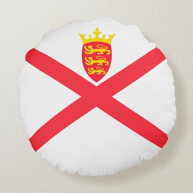Cojín Redondo Bandera de la Isla de Jersey (Reverso)
