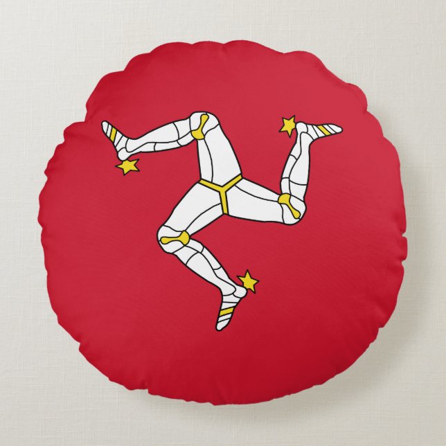 Cojín Redondo Bandera de la Isla de Man (Anverso)