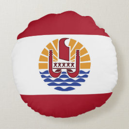 Cojín Redondo Bandera de la Polinesia Francesa