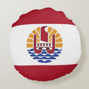 Cojín Redondo Bandera de la Polinesia Francesa