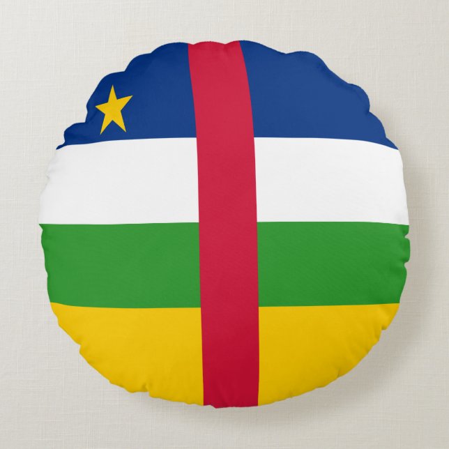 Cojín Redondo Bandera de la República Centroafricana (Anverso)