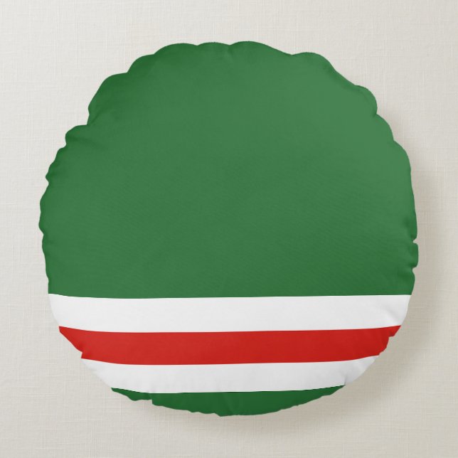 Cojín Redondo Bandera de la República Chechena de Ichkeria (Anverso)