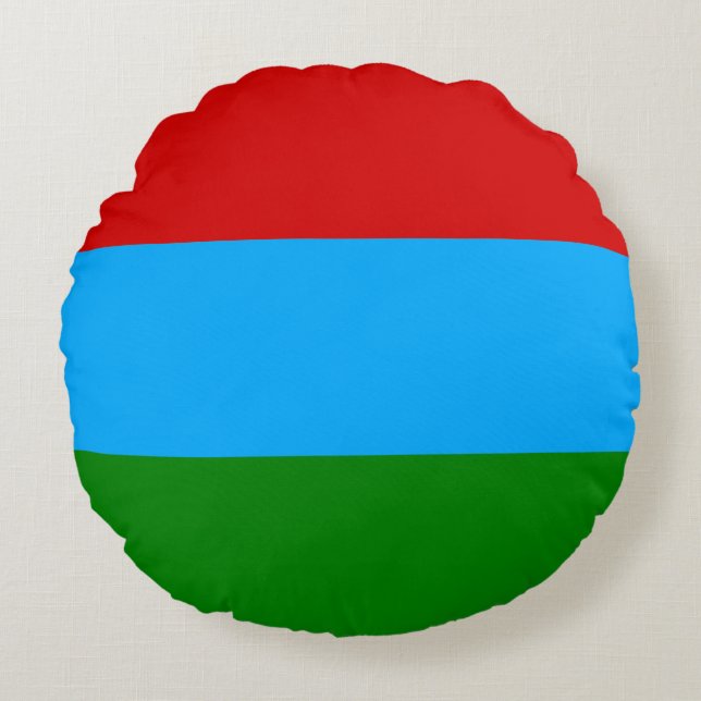 Cojín Redondo Bandera de la República de Karelia (Anverso)