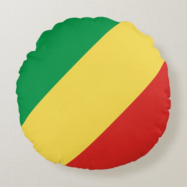 Cojín Redondo Bandera de la República del Congo (Anverso)