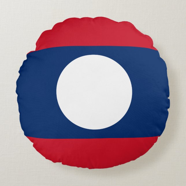 Cojín Redondo Bandera de Laos (Anverso)