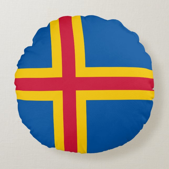 Cojín Redondo Bandera de las Islas Åland (Anverso)