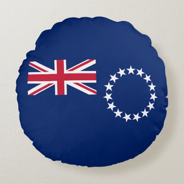 Cojín Redondo Bandera de las Islas Cook (Anverso)