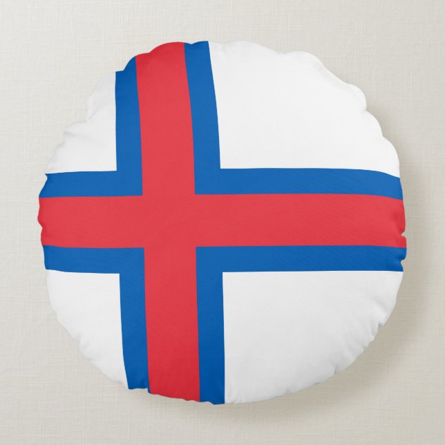 Cojín Redondo Bandera de las Islas Feroe (Anverso)