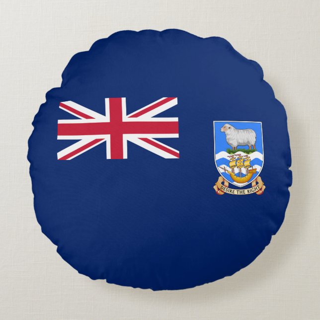 Cojín Redondo Bandera de las Islas Malvinas (Anverso)