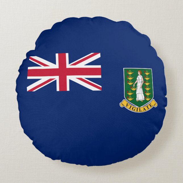 Cojín Redondo Bandera de las Islas Vírgenes Británicas (Anverso)