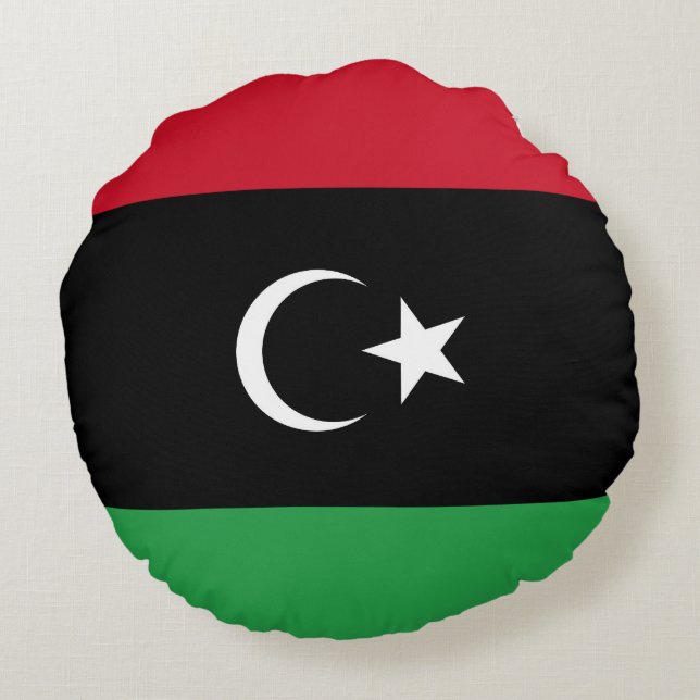 Cojín Redondo Bandera de Libia (Reverso)