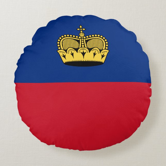 Cojín Redondo Bandera de Liechtenstein (Anverso)