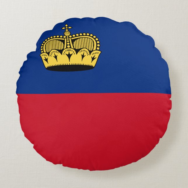 Cojín Redondo Bandera de Liechtenstein (Anverso)