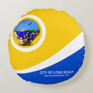 Cojín Redondo Bandera de Long Beach (California) City