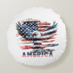 Cojín Redondo Bandera de los Estados Unidos. América