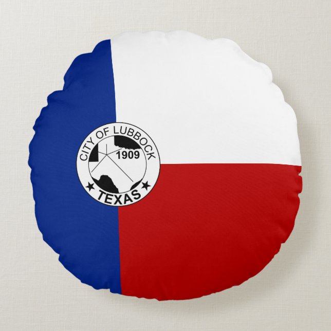 Cojín Redondo Bandera de Lubbock (Texas) (Anverso)