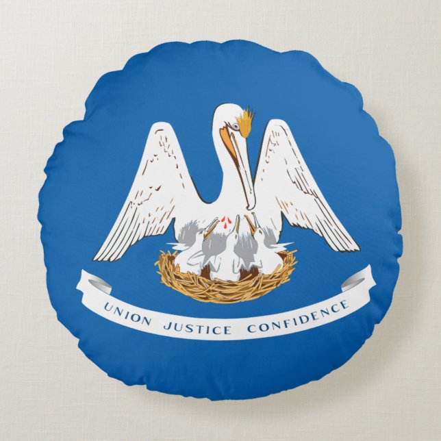 Cojín Redondo Bandera de Luisiana (Anverso)