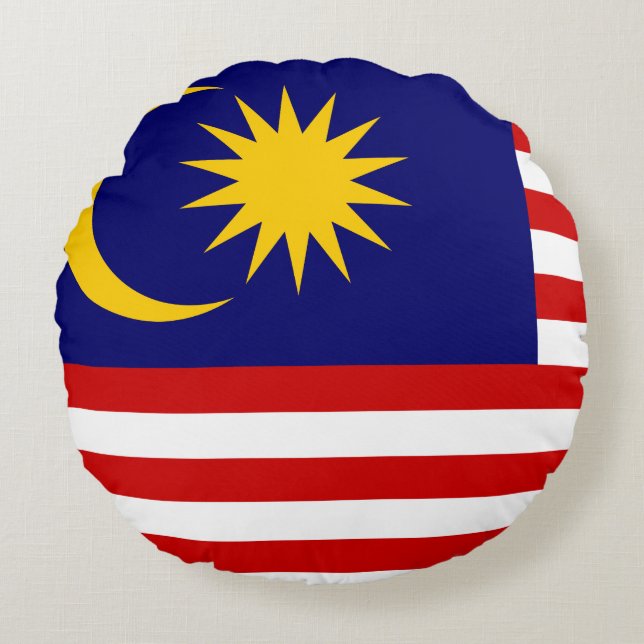 Cojín Redondo Bandera de Malasia (Anverso)