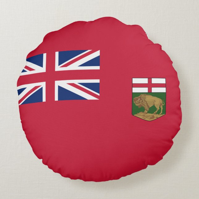 Cojín Redondo Bandera de Manitoba (Reverso)