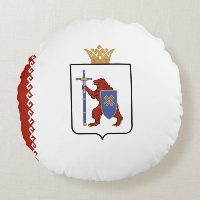Cojín Redondo Bandera de Mari El (Anverso)