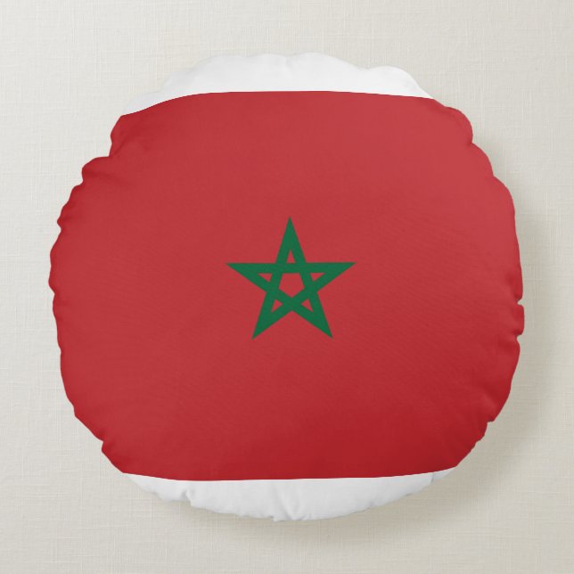 Cojín Redondo Bandera de Marruecos (Anverso)