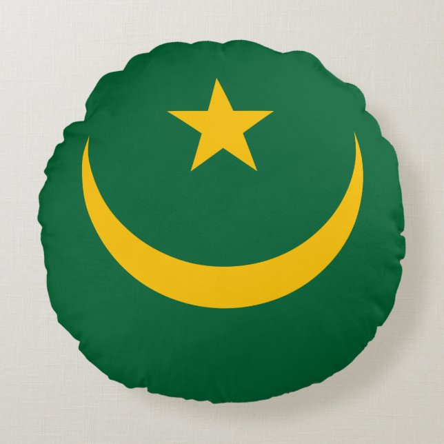Cojín Redondo Bandera de Mauritania (Anverso)